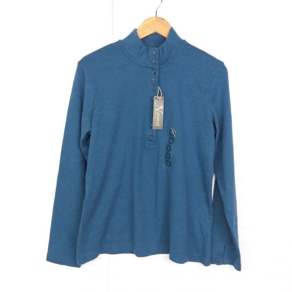 Natural Reflections Real Teal Henley Button Shirt